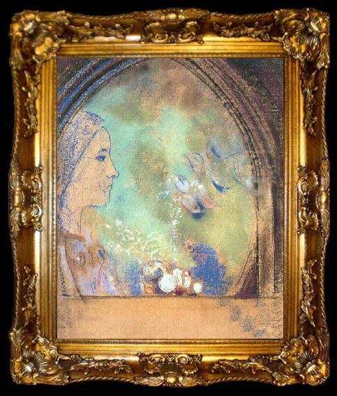 framed  Odilon Redon Profile in an Arch, ta009-2